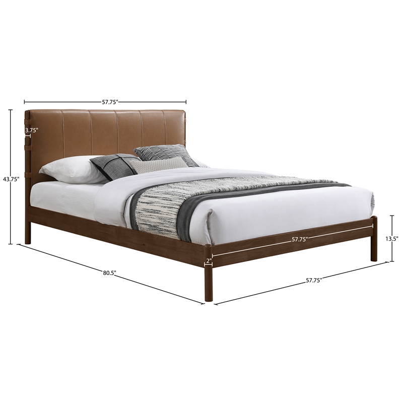 Meridian Furniture Arielle Cognac Vegan Leather Upholstered Full Bed