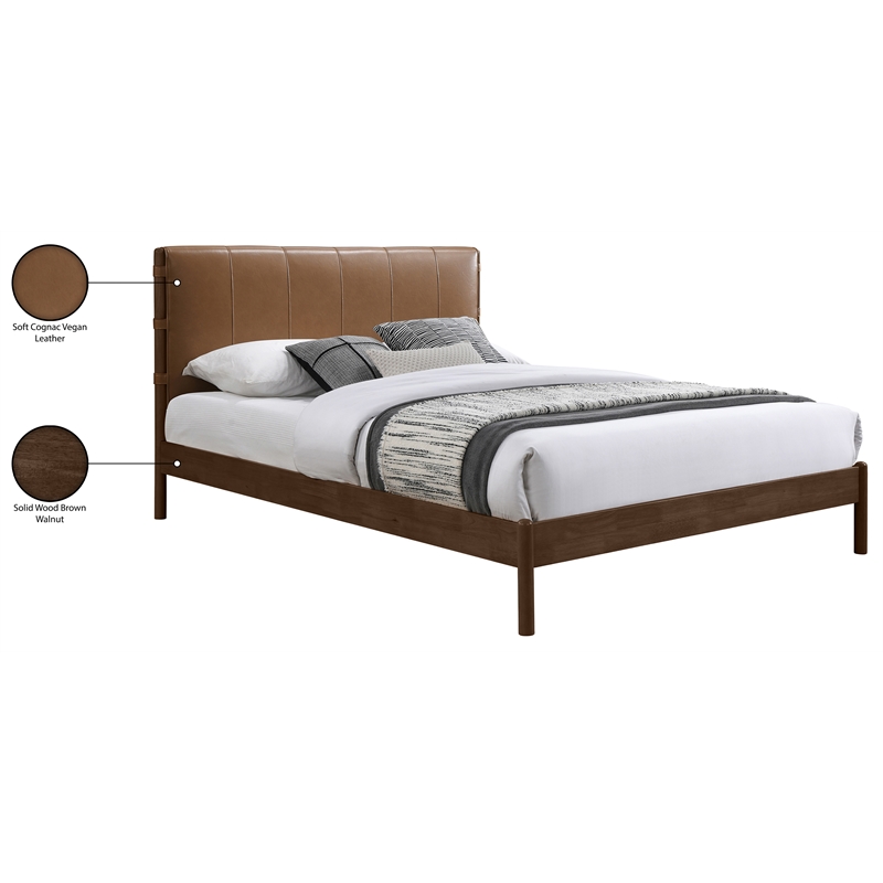 Meridian Furniture Arielle Cognac Vegan Leather Upholstered King Bed
