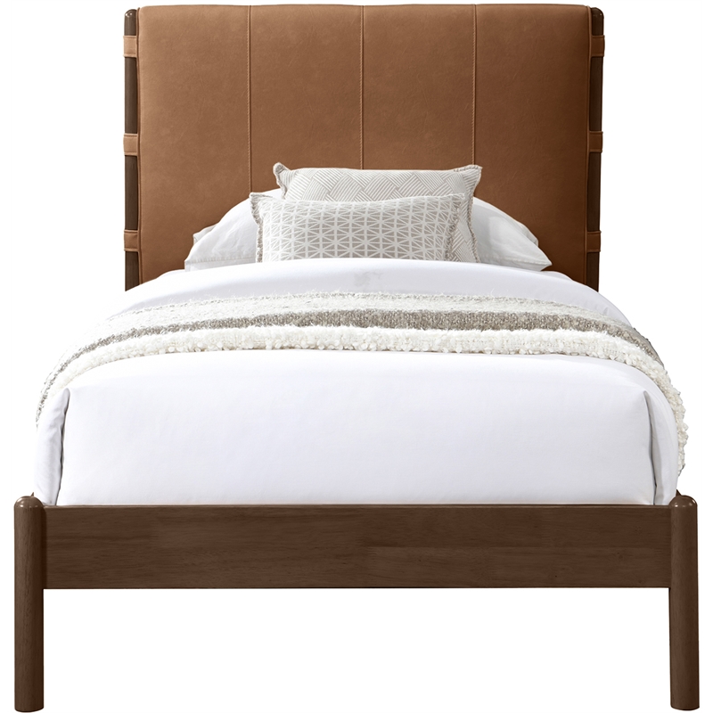 Meridian Furniture Arielle Cognac Vegan Leather Upholstered Twin Bed
