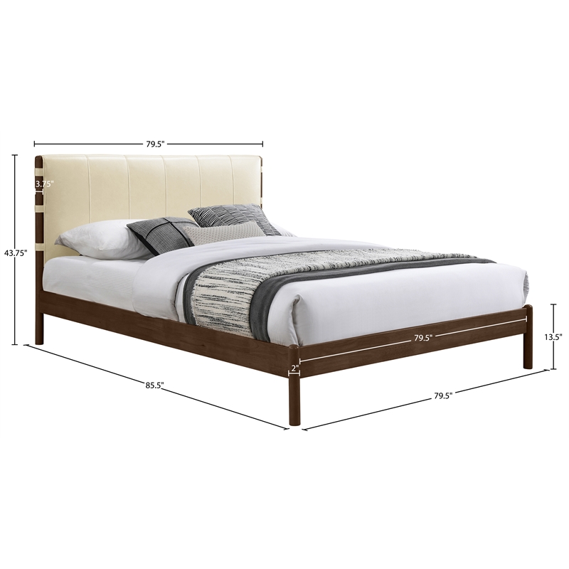 Meridian Furniture Arielle Cream Vegan Leather Upholstered King Bed