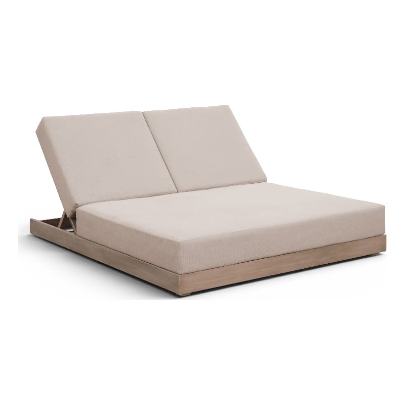 Meridian Furniture Solace Beige Performance Fabric Patio Double Lounge Chair