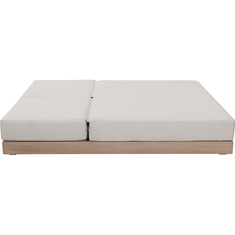 Meridian Furniture Solace Cream Performance Fabric Patio Double Lounge Chair