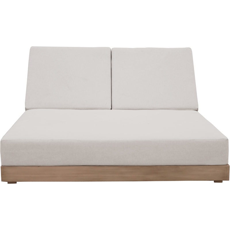 Meridian Furniture Solace Cream Performance Fabric Patio Double Lounge Chair