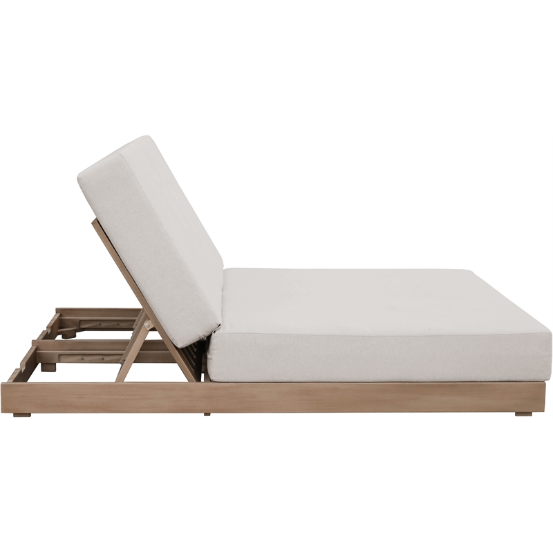 Meridian Furniture Solace Cream Performance Fabric Patio Double Lounge Chair
