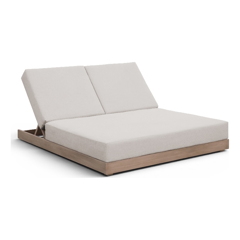 Meridian Furniture Solace Cream Performance Fabric Patio Double Lounge Chair