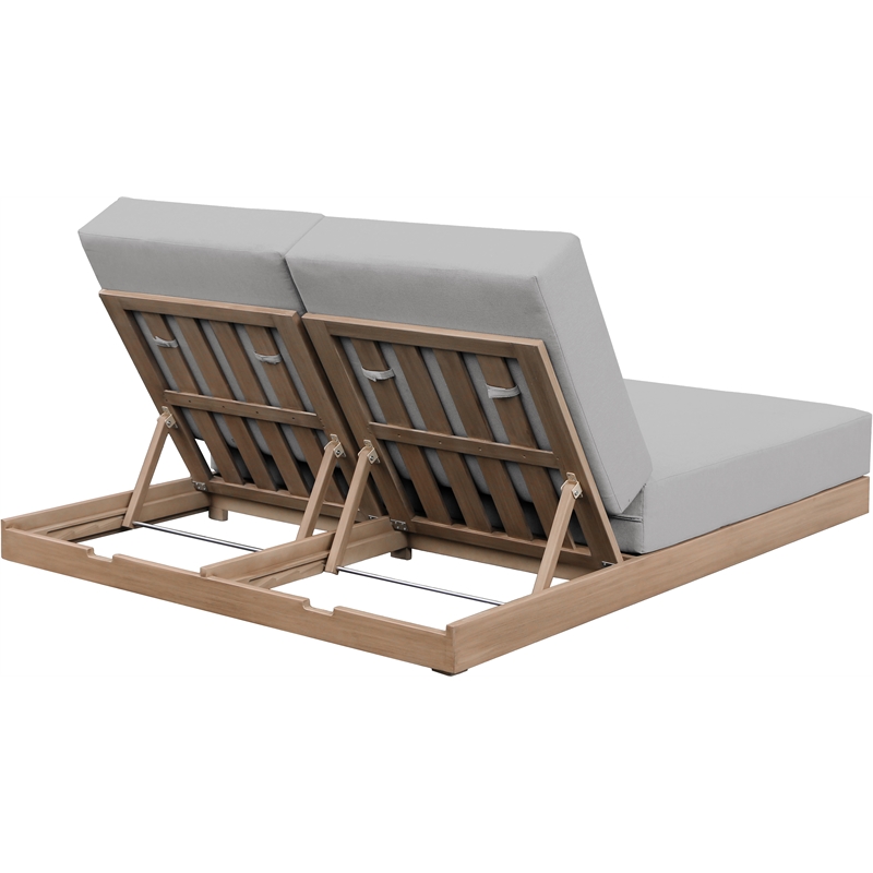 Meridian Furniture Solace Grey Performance Fabric Patio Double Lounge Chair