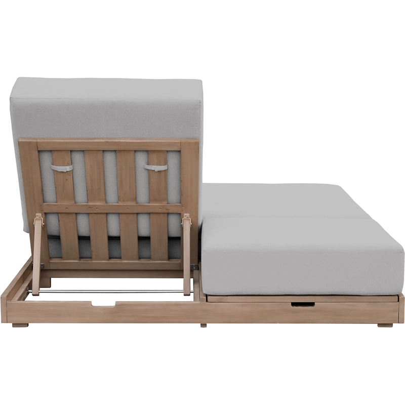 Meridian Furniture Solace Grey Performance Fabric Patio Double Lounge Chair