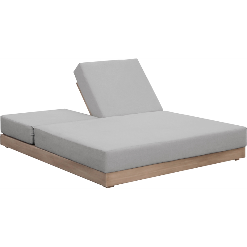 Meridian Furniture Solace Grey Performance Fabric Patio Double Lounge Chair