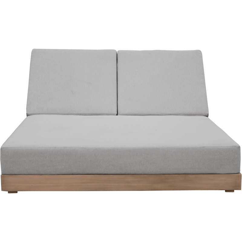 Meridian Furniture Solace Grey Performance Fabric Patio Double Lounge Chair