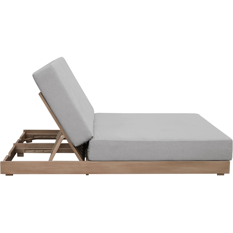 Meridian Furniture Solace Grey Performance Fabric Patio Double Lounge Chair