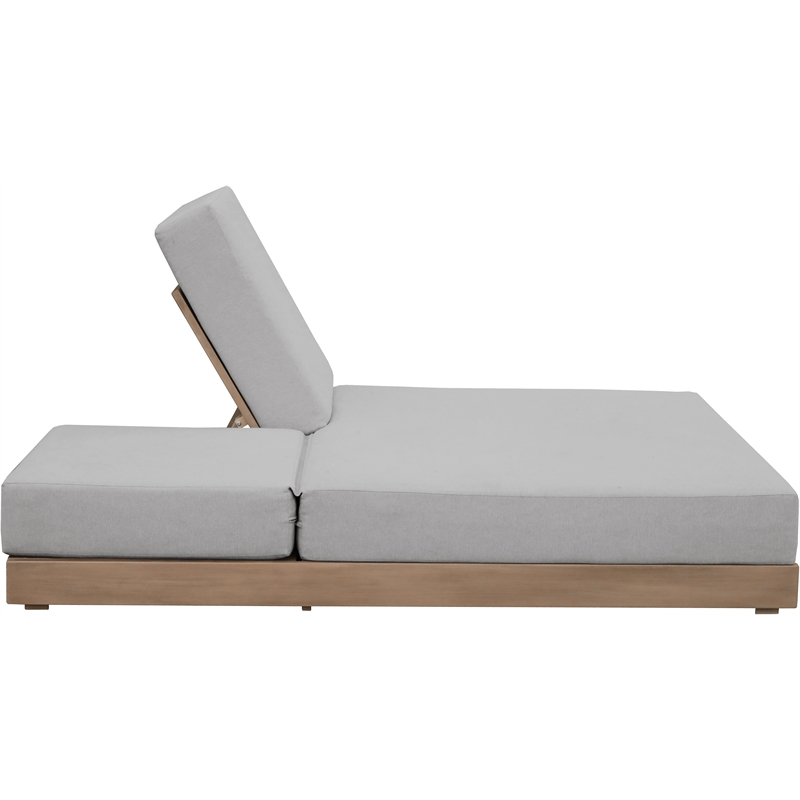 Meridian Furniture Solace Grey Performance Fabric Patio Double Lounge Chair