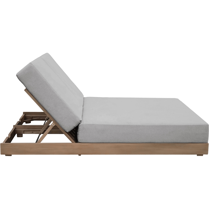 Meridian Furniture Solace Grey Performance Fabric Patio Double Lounge Chair