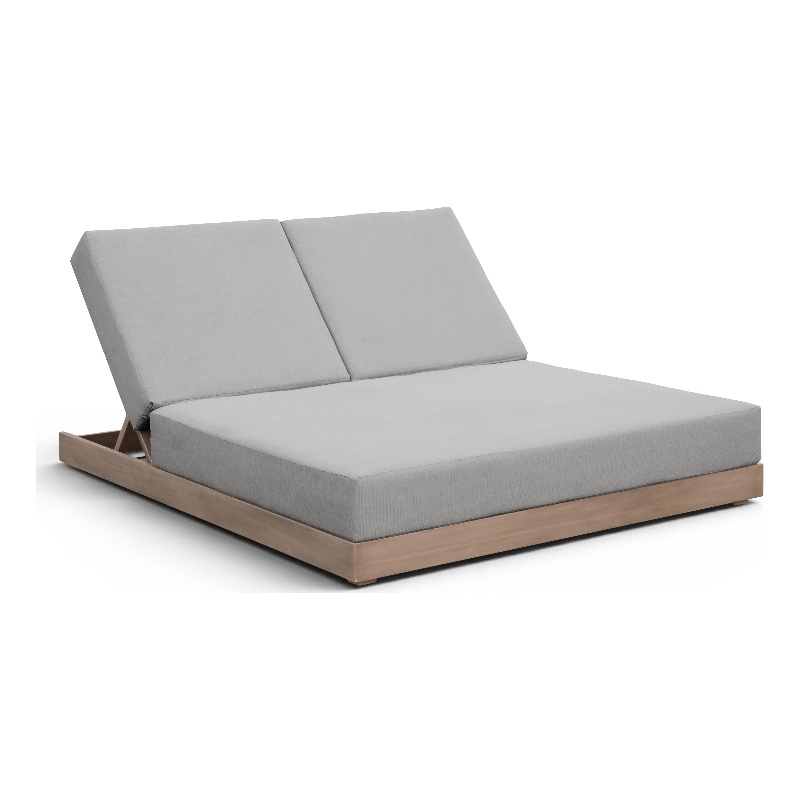 Meridian Furniture Solace Grey Performance Fabric Patio Double Lounge Chair