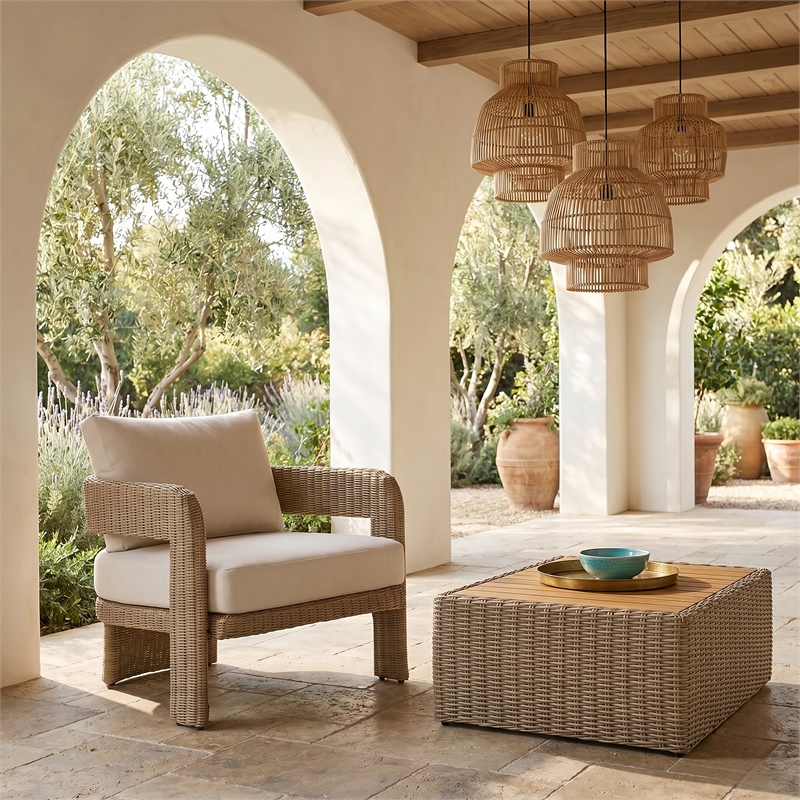 Meridian Furniture Sandbay Beige Water Resist Fabric Patio Accent Chair