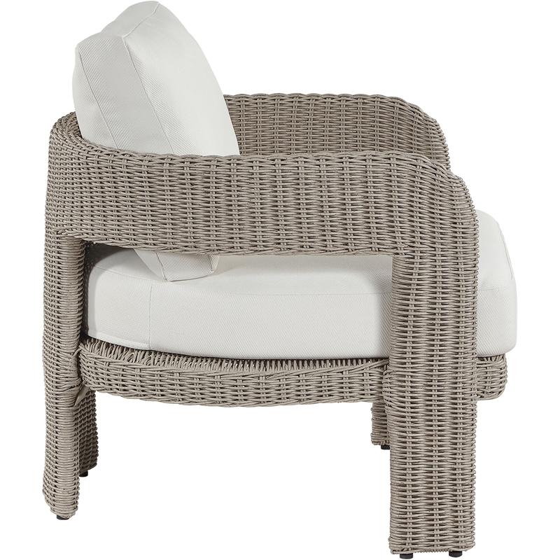 Meridian Furniture Sandbay Cream Water Resist Fabric Patio Accent Chair