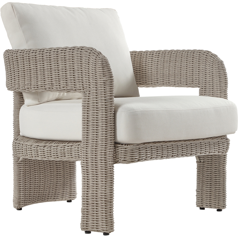 Meridian Furniture Sandbay Cream Water Resist Fabric Patio Accent Chair