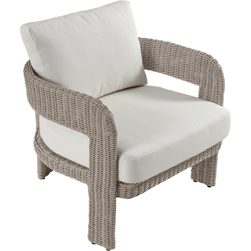 Meridian Furniture Sandbay Cream Water Resist Fabric Patio Accent Chair