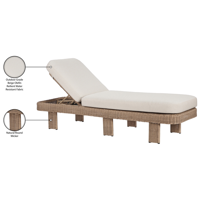 Meridian Furniture Sandbay Beige Water Resist Fabric Patio Lounge Chair