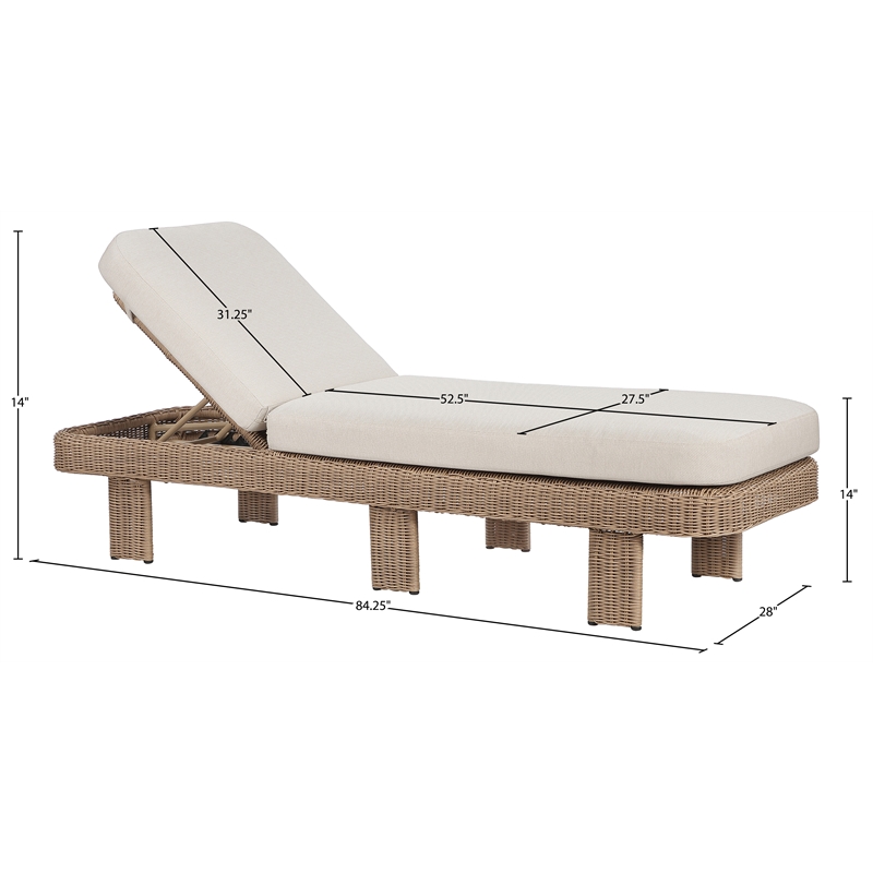 Meridian Furniture Sandbay Beige Water Resist Fabric Patio Lounge Chair