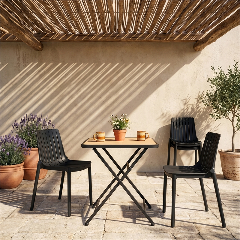 Meridian Furniture Marilla Black Polypropylene Patio Dining Chair (Set of 4)