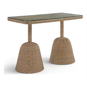 Meridian Furniture Seacrest 60&quot Natural Glass Top And Wicker Patio Bar Table