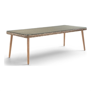 Meridian Furniture Seacrest 96&quot Natural Glass Top And Wicker Patio Dining Table