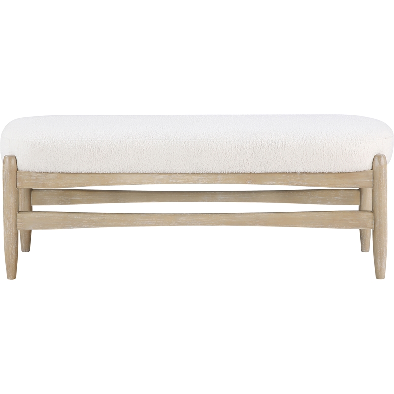 Meridian Furniture Briar Cream Faux Sheepskin Upholstered Bench