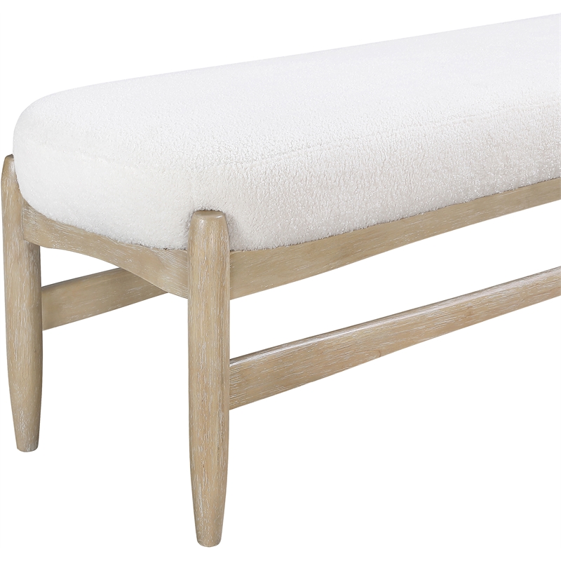 Meridian Furniture Briar Cream Faux Sheepskin Upholstered Bench