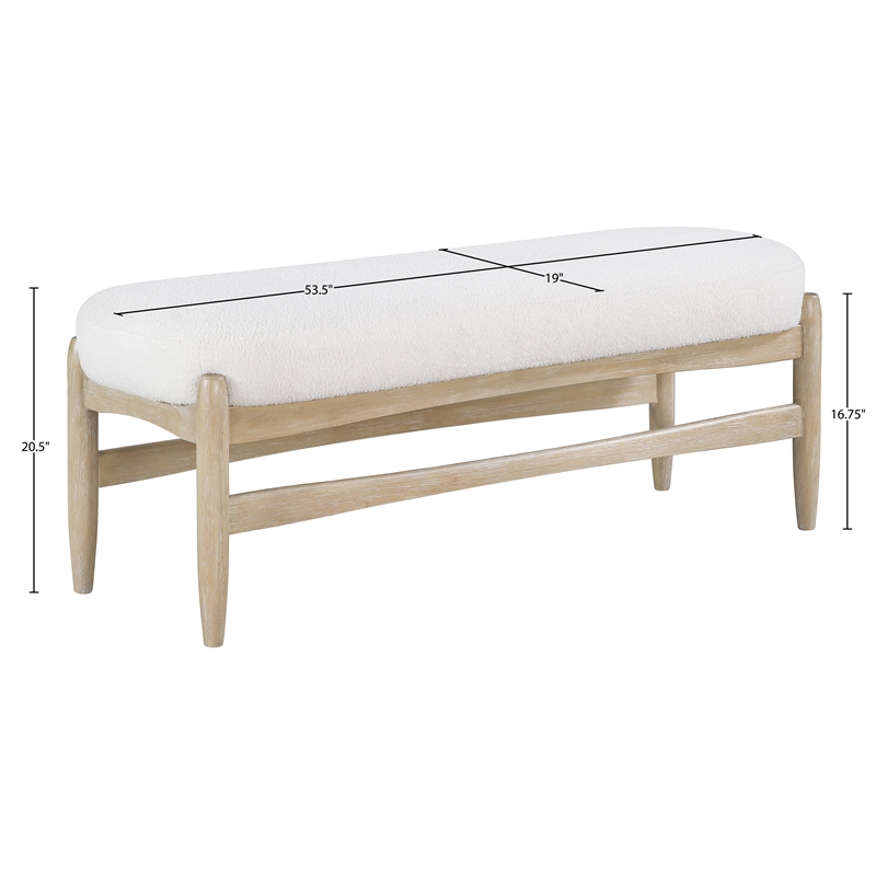 Meridian Furniture Briar Cream Faux Sheepskin Upholstered Bench