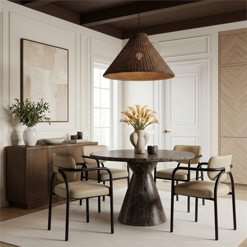 Meridian Furniture Serava Beige Vegan Leather Dining Chair (Set of 2)