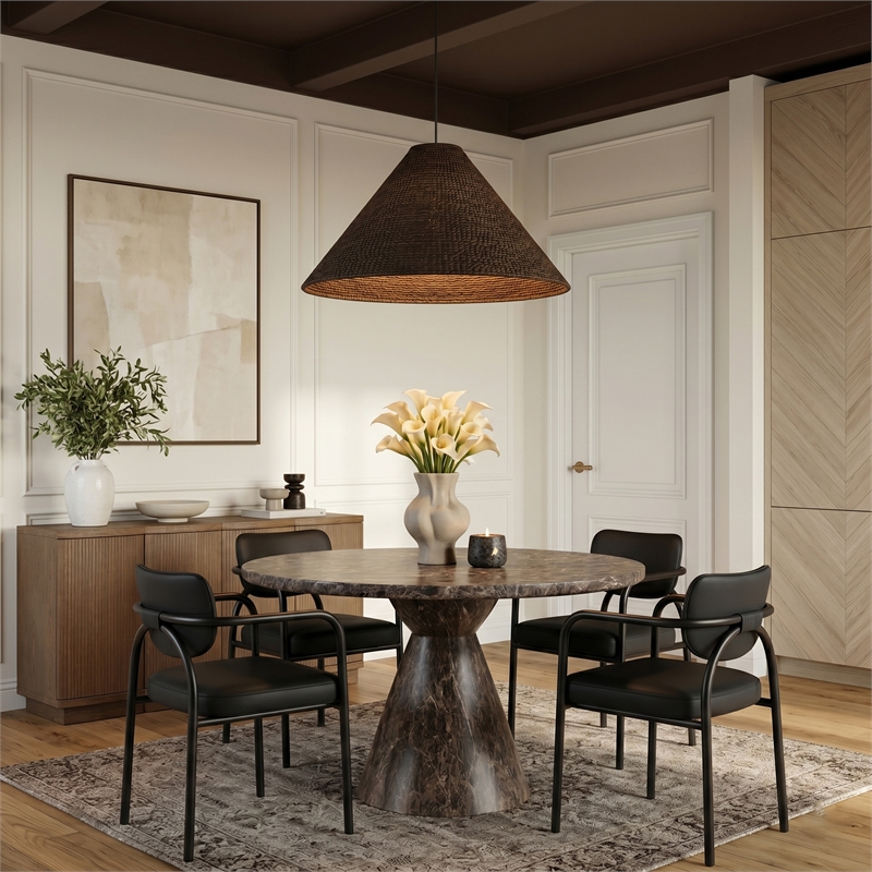 Meridian Furniture Serava Black Vegan Leather Dining Chair (Set of 2)