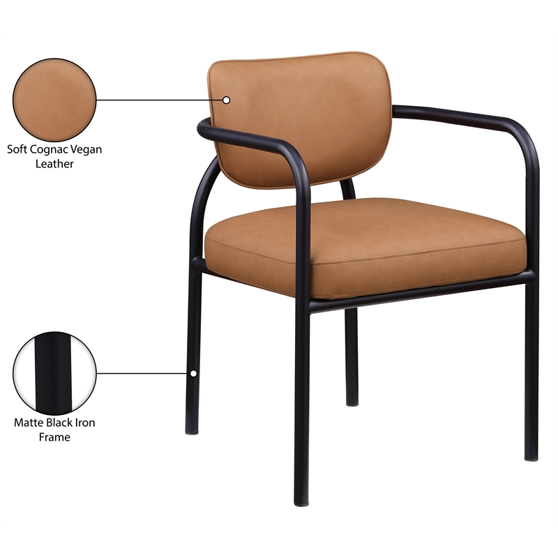 Meridian Furniture Serava Cognac Vegan Leather Dining Chair (Set of 2)