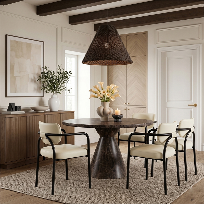 Meridian Furniture Serava Cream Vegan Leather Dining Chair (Set of 2)
