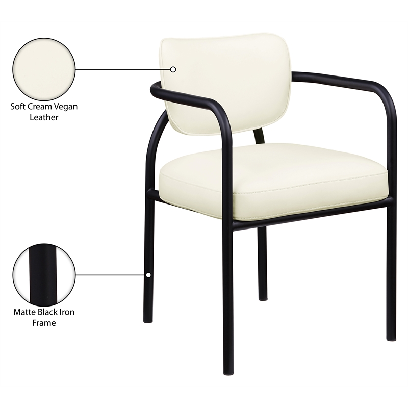 Meridian Furniture Serava Cream Vegan Leather Dining Chair (Set of 2)