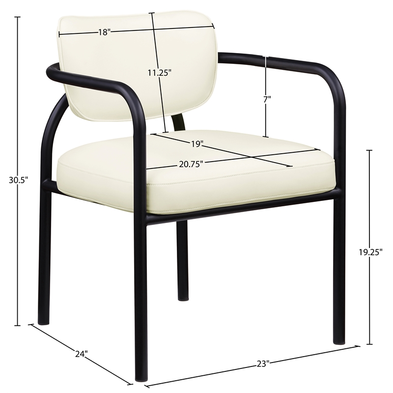 Meridian Furniture Serava Cream Vegan Leather Dining Chair (Set of 2)