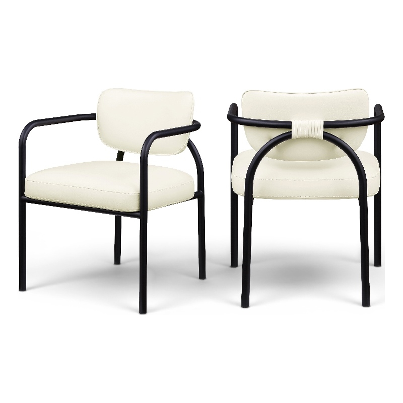 Meridian Furniture Serava Cream Vegan Leather Dining Chair (Set of 2)