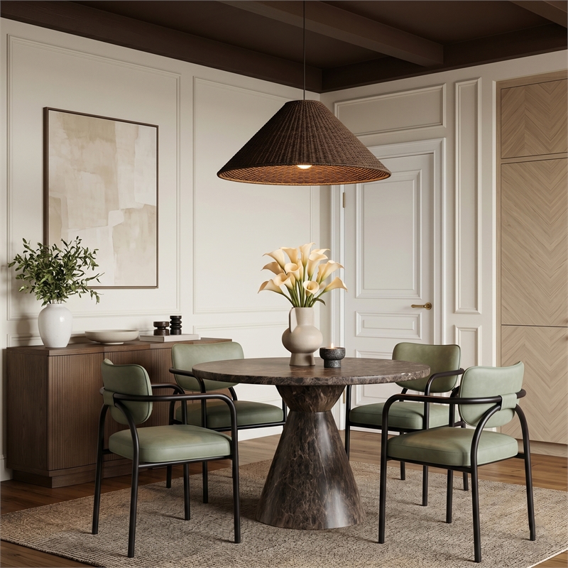 Meridian Furniture Serava Green Vegan Leather Dining Chair (Set of 2)