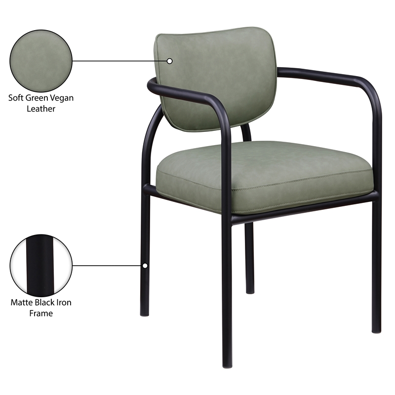 Meridian Furniture Serava Green Vegan Leather Dining Chair (Set of 2)