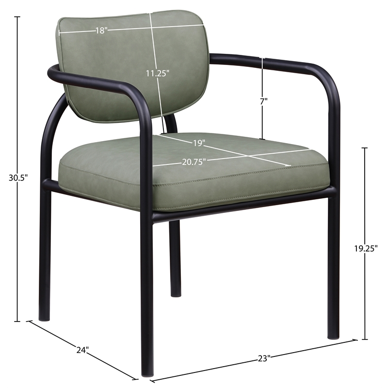 Meridian Furniture Serava Green Vegan Leather Dining Chair (Set of 2)