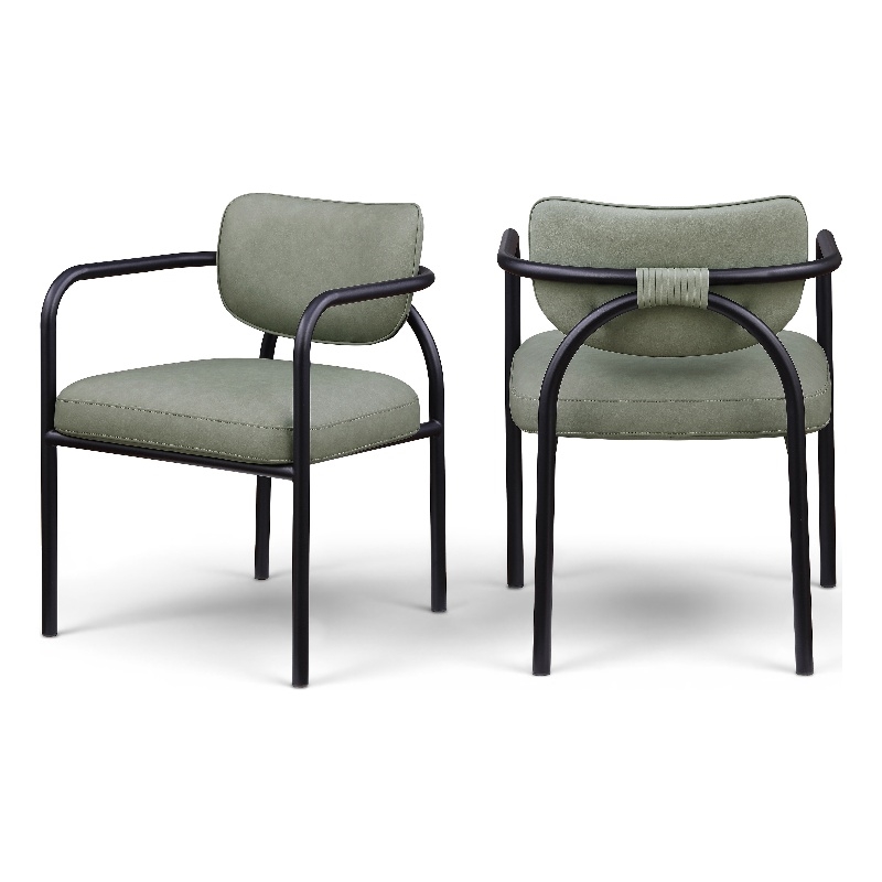 Meridian Furniture Serava Green Vegan Leather Dining Chair (Set of 2)