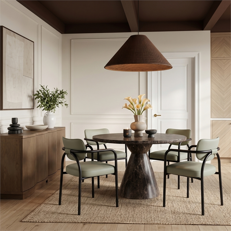 Meridian Furniture Serava Mint Vegan Leather Dining Chair (Set of 2)
