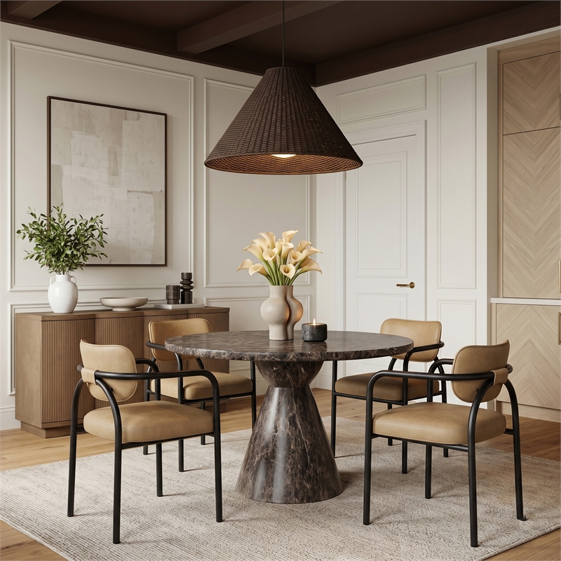 Meridian Furniture Serava Tan Vegan Leather Dining Chair (Set of 2)