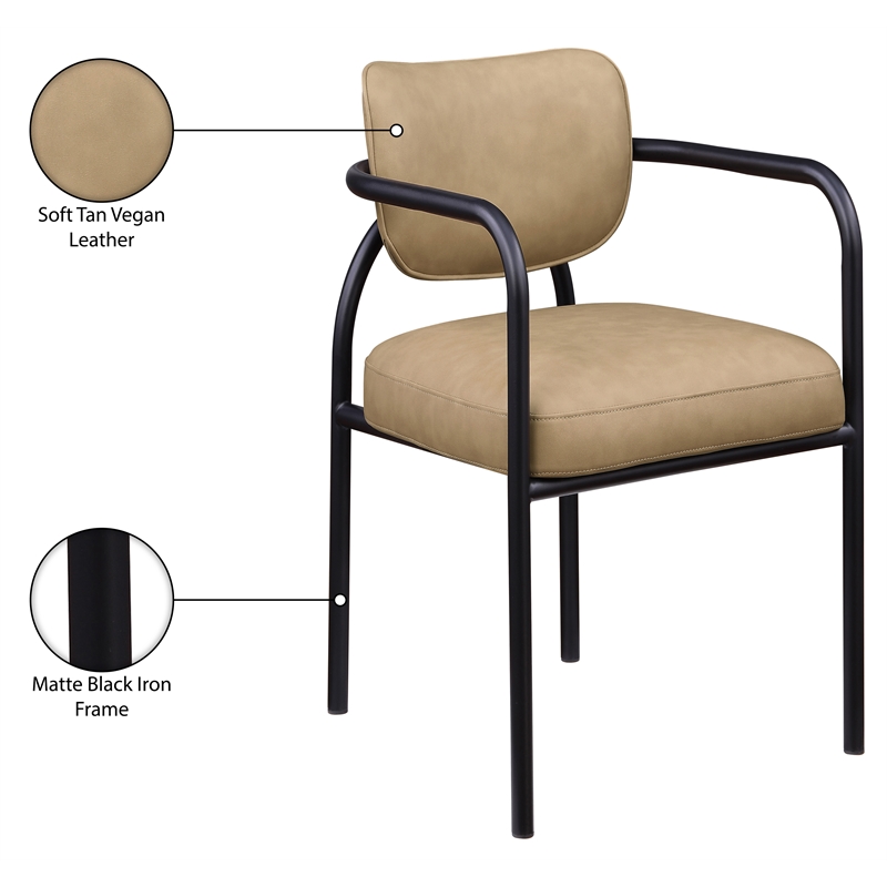 Meridian Furniture Serava Tan Vegan Leather Dining Chair (Set of 2)