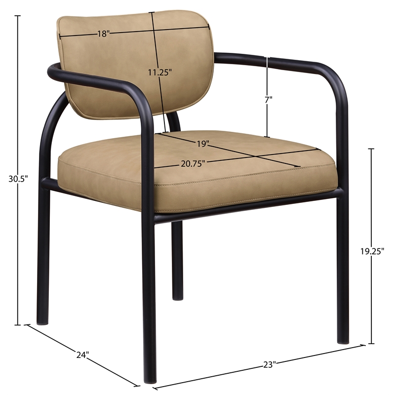 Meridian Furniture Serava Tan Vegan Leather Dining Chair (Set of 2)