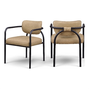 Meridian Furniture Serava Tan Vegan Leather Dining Chair (Set of 2)