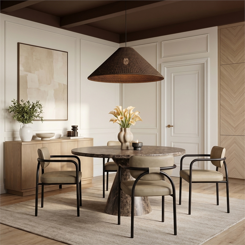 Meridian Furniture Serava Taupe Vegan Leather Dining Chair (Set of 2)