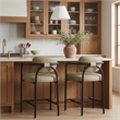 Meridian Furniture Serava Beige Vegan Leather Upholstered Counter Stool