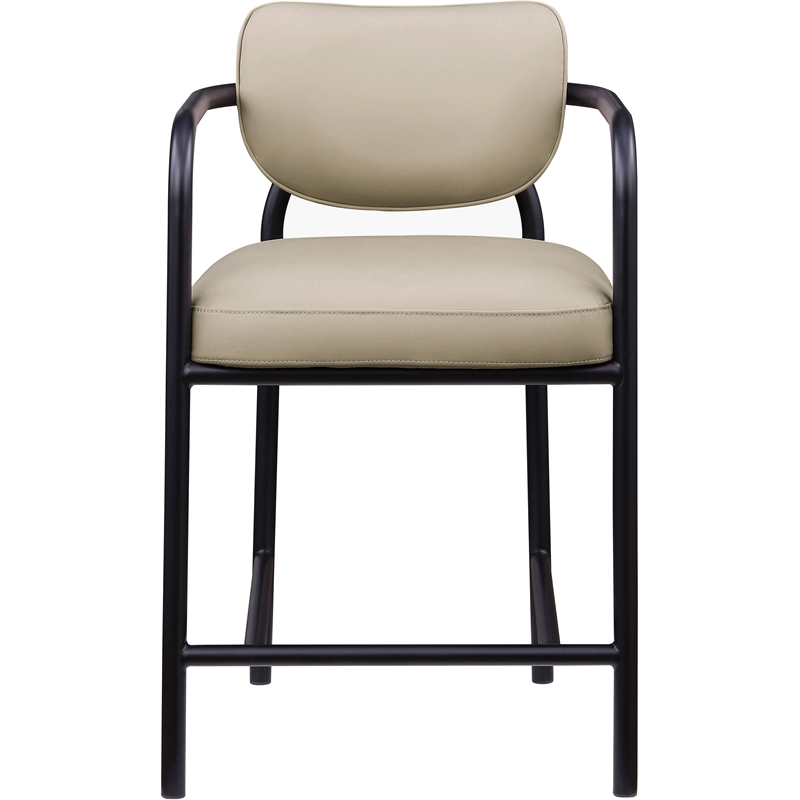Meridian Furniture Serava Beige Vegan Leather Upholstered Counter Stool