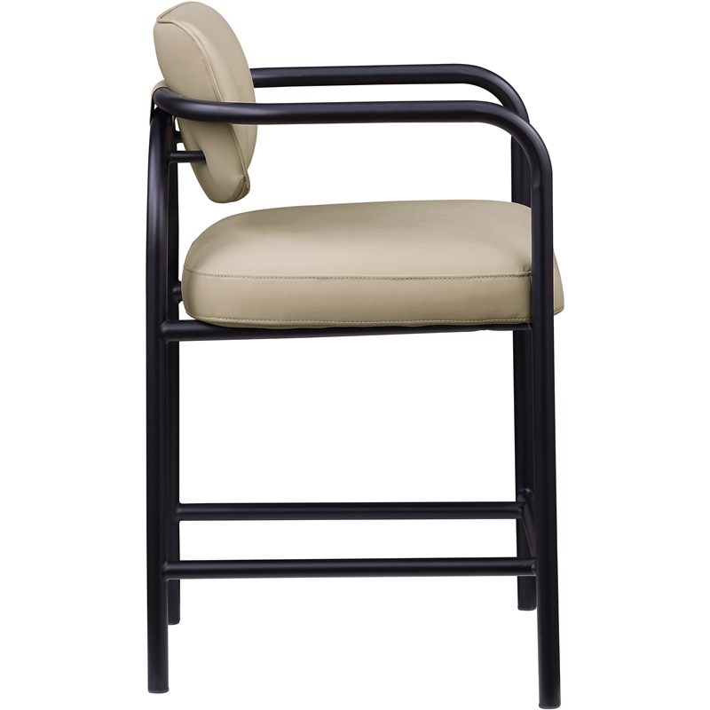 Meridian Furniture Serava Beige Vegan Leather Upholstered Counter Stool