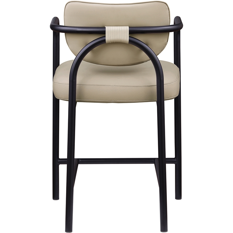 Meridian Furniture Serava Beige Vegan Leather Upholstered Counter Stool